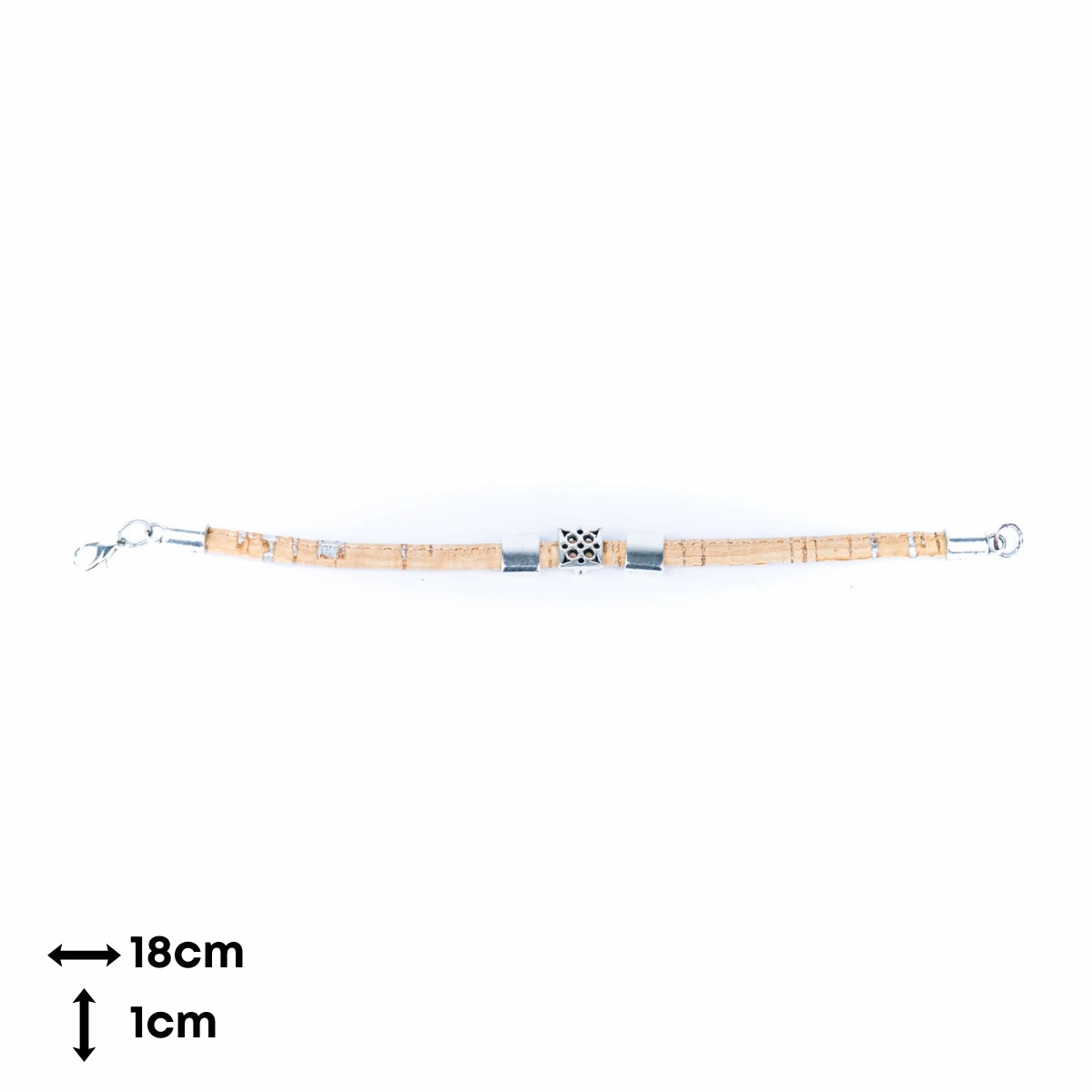 5mm flat colored cork wire and alloy hardware handmade women's bracelet  BR-487-MIX-5