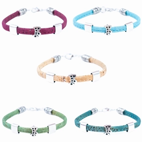 5mm flat colored cork wire and alloy hardware puppy handmade women's bracelet DBR-058-MIX-5