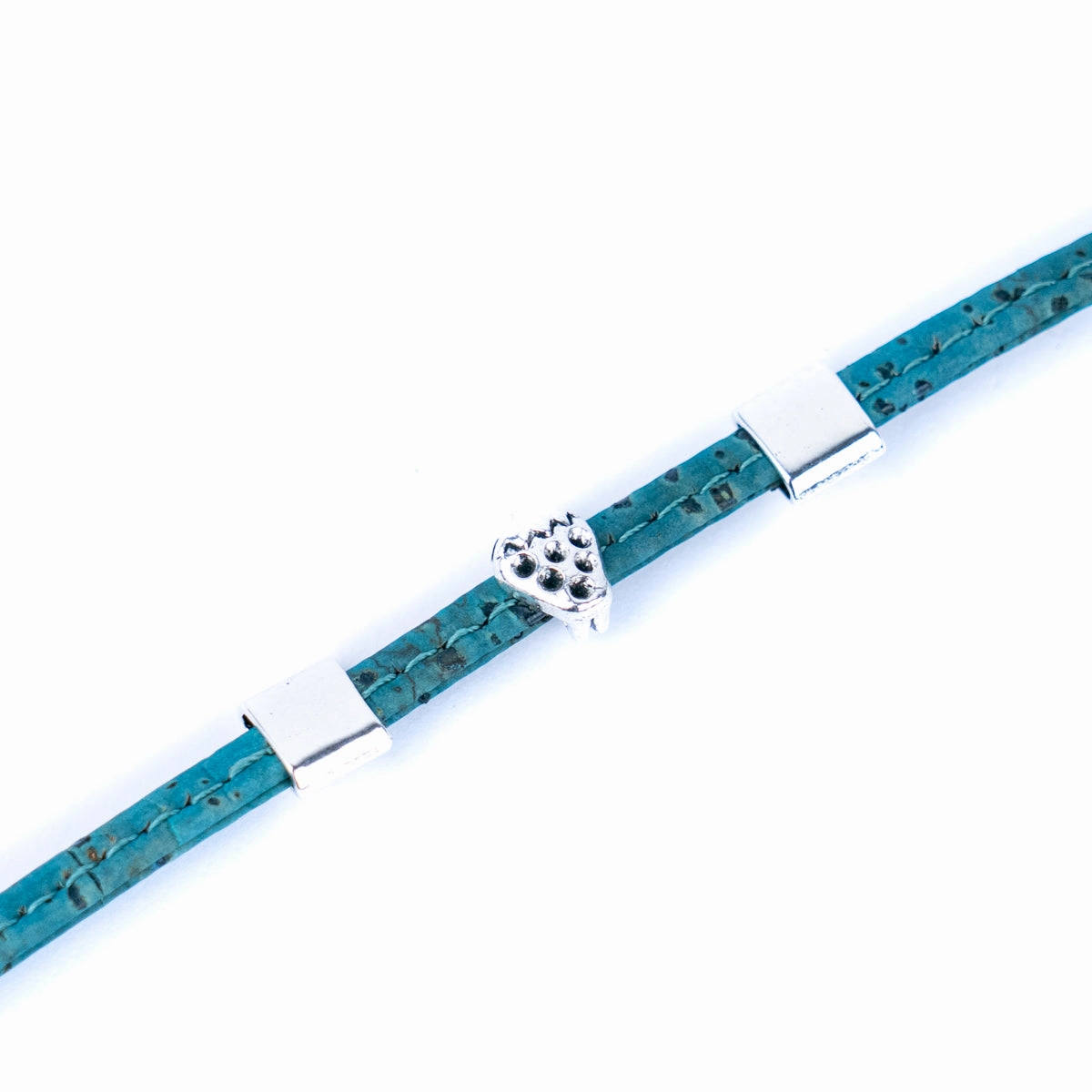 5mm flat colored cork wire and alloy strawberry hardware handmade women's bracelet  BR-504-MIX-5