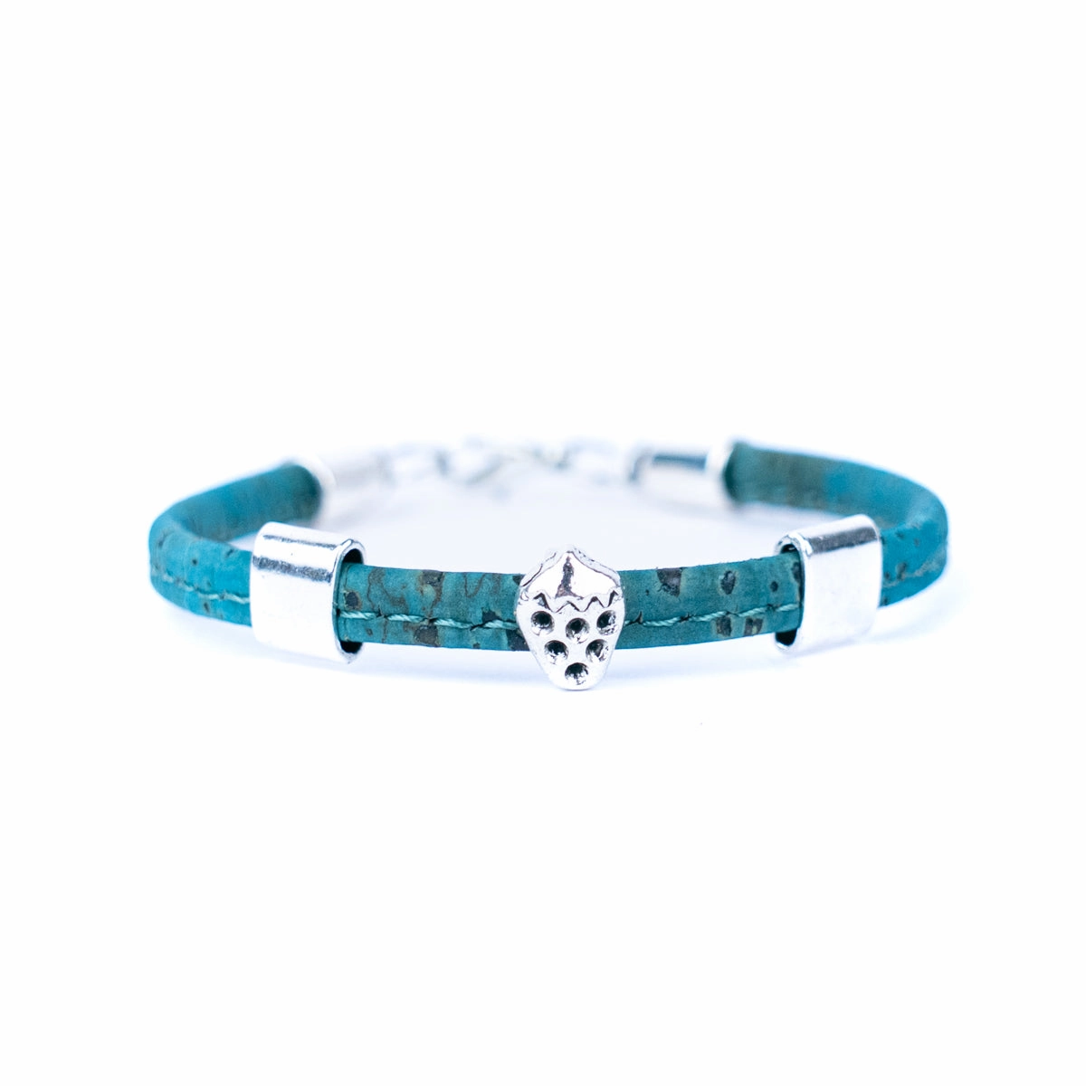 5mm flat colored cork wire and alloy strawberry hardware handmade women's bracelet  BR-504-MIX-5