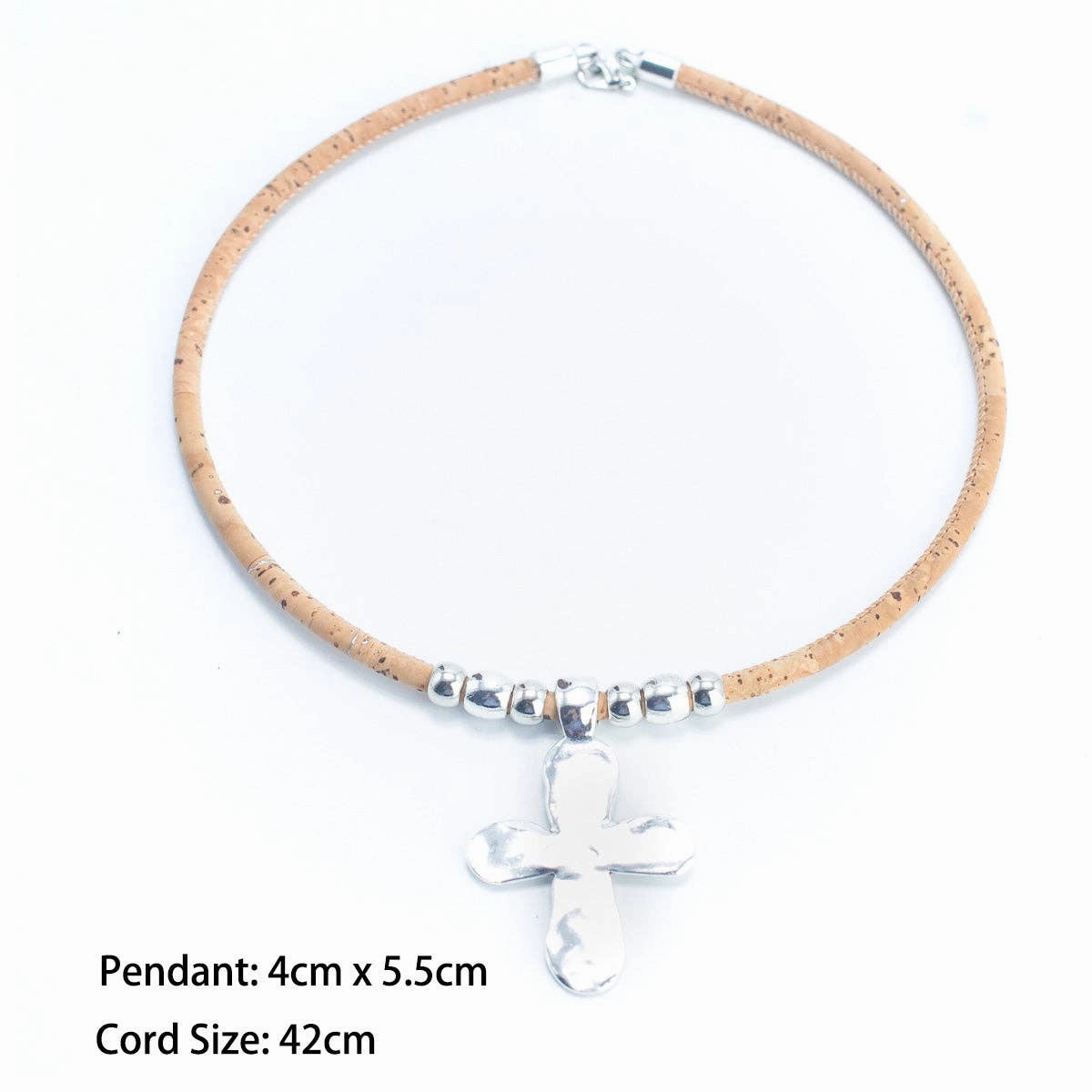 5mm round cork cord handmade of cross Cork Necklace N-206-5
