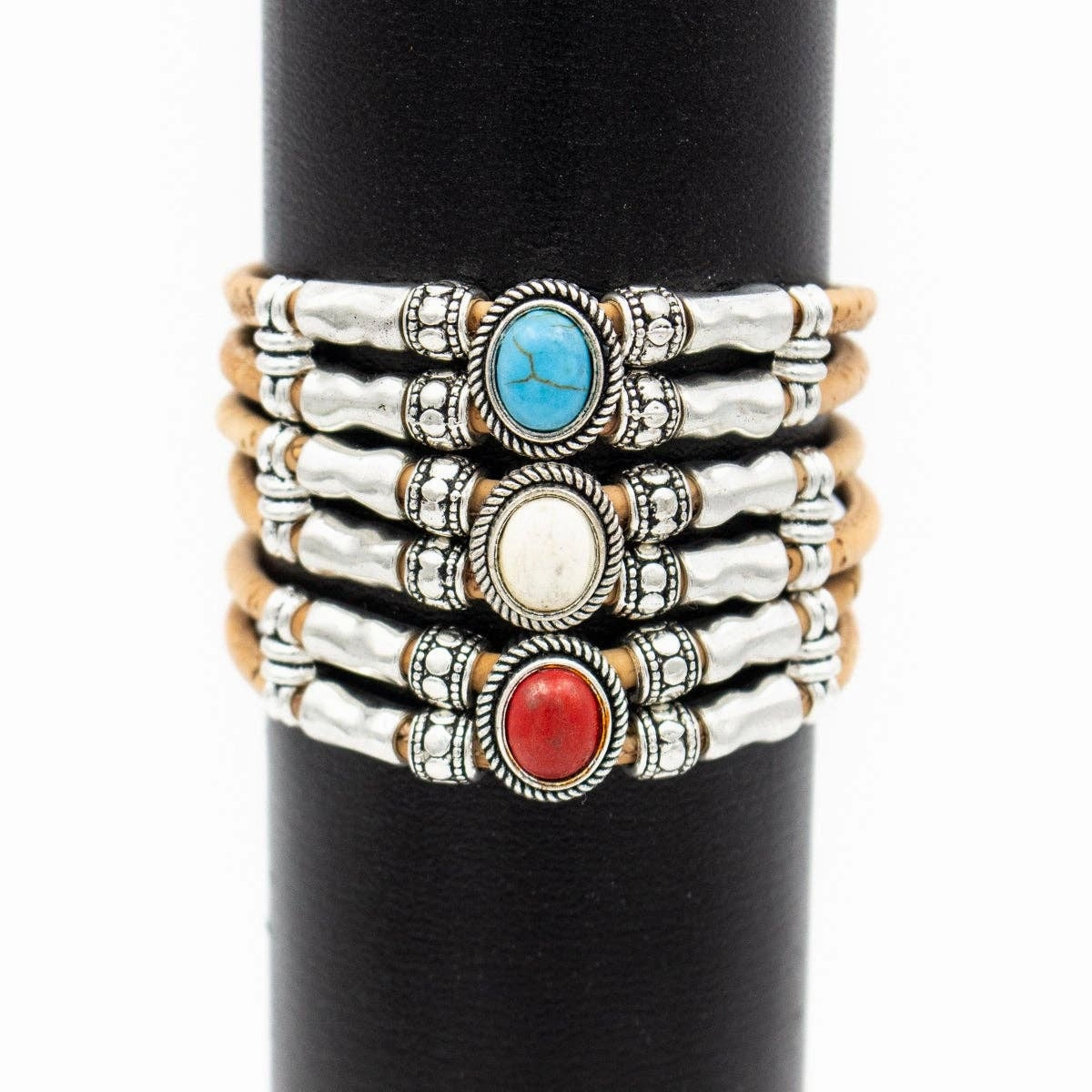 6units Cork Bracelet With Charm Beads- Original Handmade BR-192-MIX-6