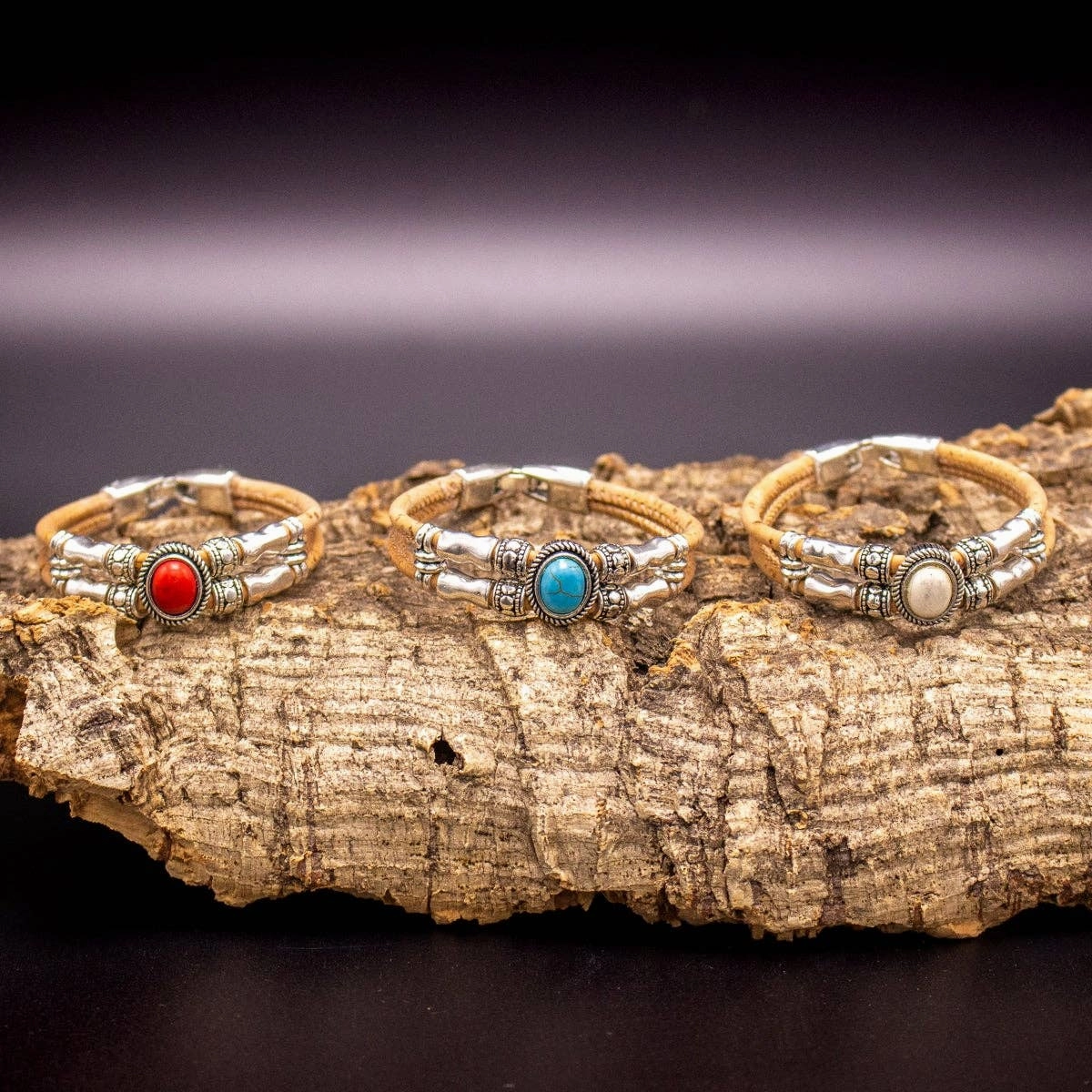6units Cork Bracelet With Charm Beads- Original Handmade BR-192-MIX-6