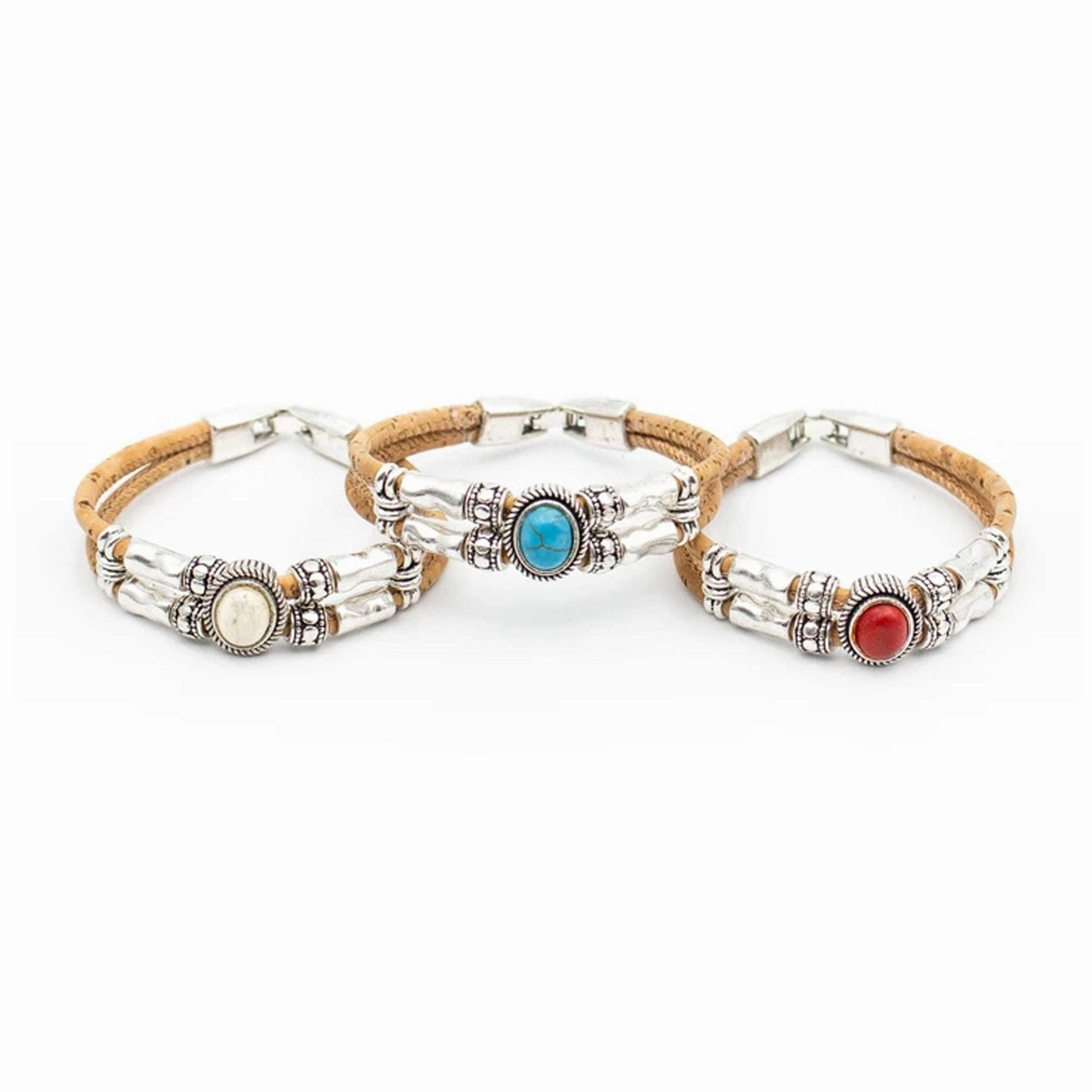 6units Cork Bracelet With Charm Beads- Original Handmade BR-192-MIX-6