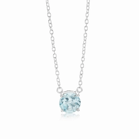7mm Natural Blue Topaz Pendant in Sterling Silver with Chain