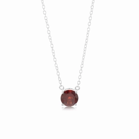 7mm Natural Garnet Pendant in Sterling Silver with Chain