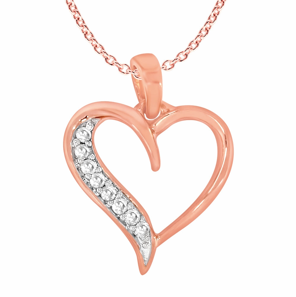 9ct Rose Gold Diamond Pendant With 45cm Chain