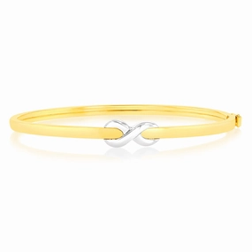 9ct Two Tone Yellow And White Gold Silverfilled Fancy Infinity Bangle