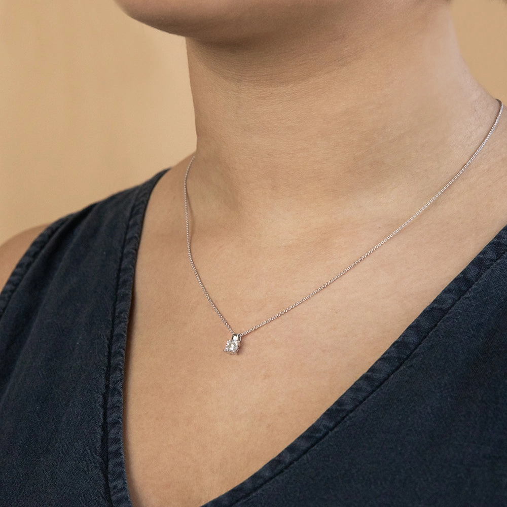 9ct White Gold 1/5 Carat Diamond Pendant on 45cm Chain