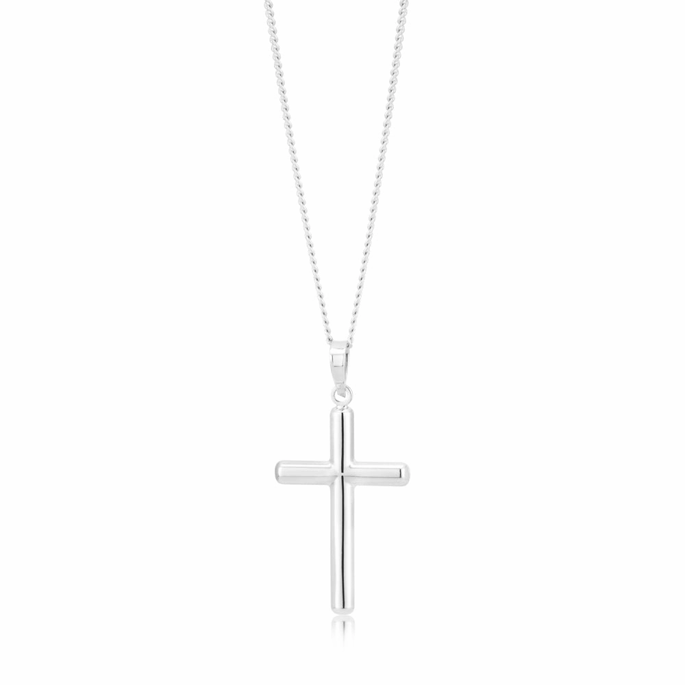 9ct White Gold Plain Cross Pendant
