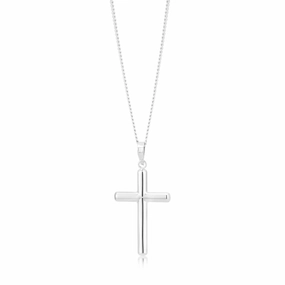 9ct White Gold Plain Cross Pendant