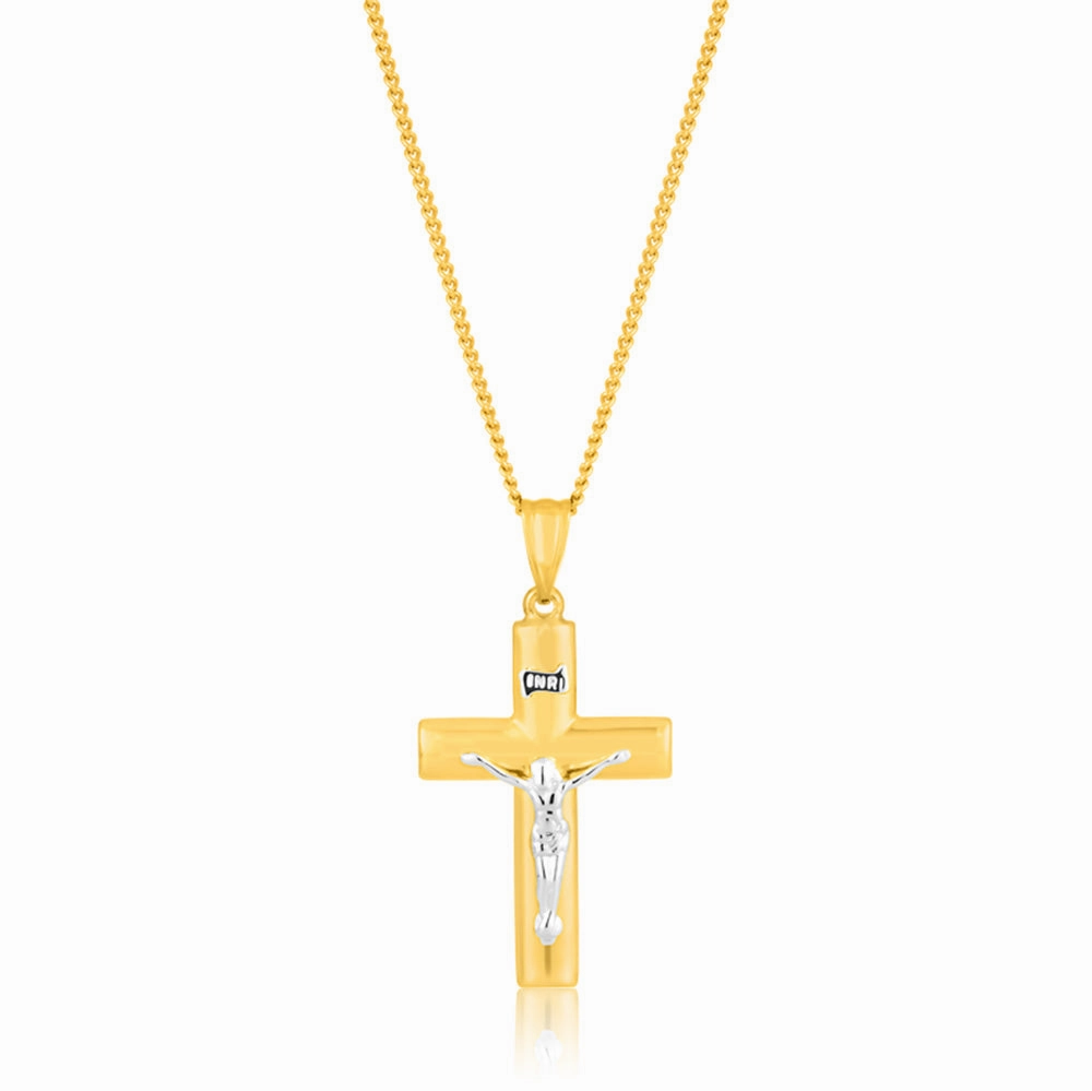 9ct Yellow & White Gold Silver Filled Crucifix