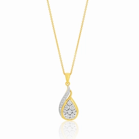 9ct Yellow and White Gold Diamond Pendant with Chain
