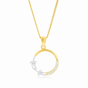 9ct Yellow And White Gold Two Tone Diamond Cut Circle Of Life Pendant