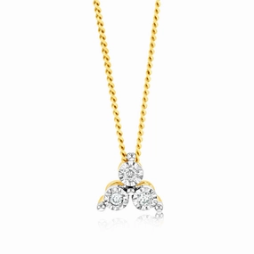 9ct Yellow Gold 0.05 Carat Diamond Pendant with 3 Diamonds