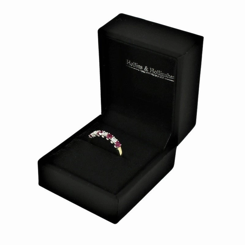 9ct Yellow Gold 0.21ct Diamond & Ruby Half Eternity Ring