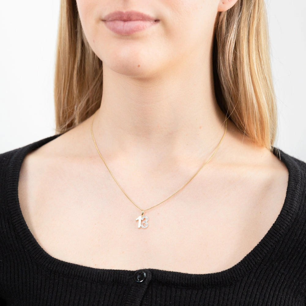 9ct Yellow Gold 13 Diamond Pendant