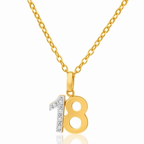 9ct Yellow Gold 18 Diamond Pendant