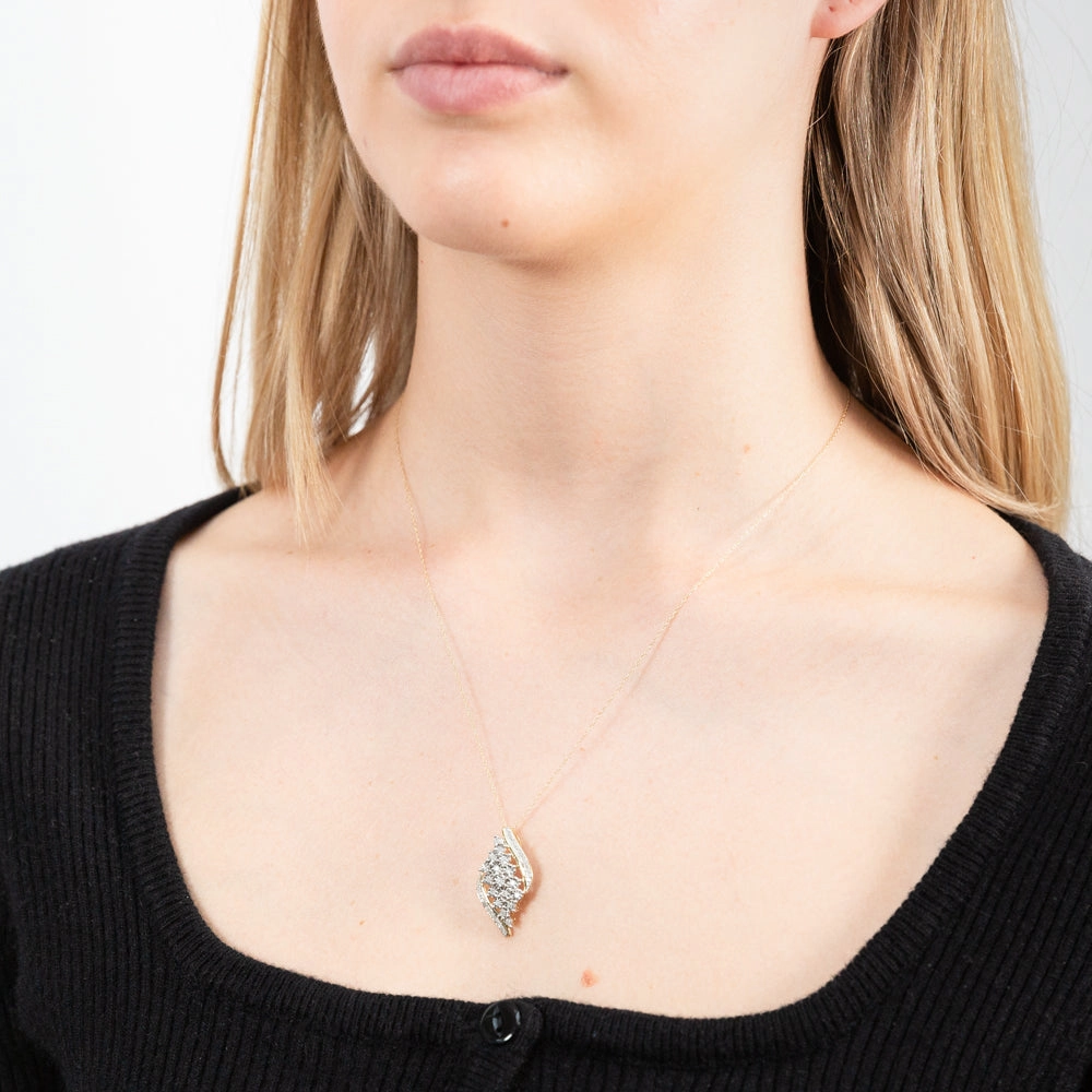 9ct Yellow Gold 1/5 Carat Diamond Pendant on 45cm 9ct Gold Chain