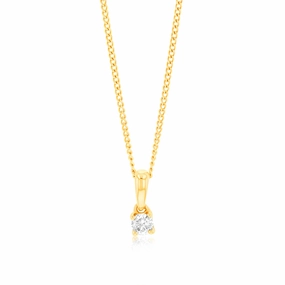 9ct Yellow Gold 1/6 Carat Diamond Pendant