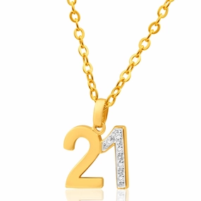 9ct Yellow Gold 21 Diamond Pendant