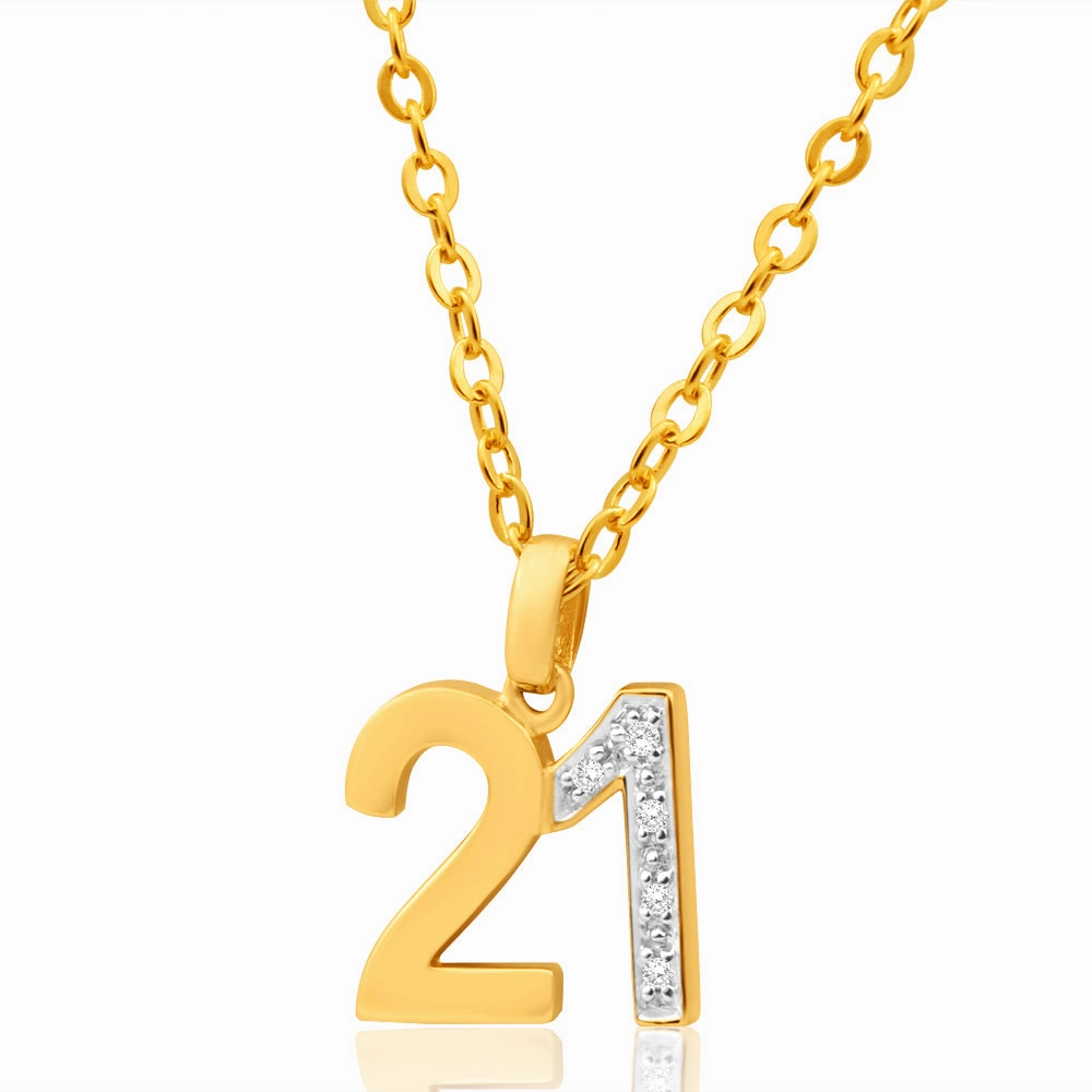 9ct Yellow Gold 21 Diamond Pendant