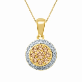 9ct Yellow Gold 3/8 Carat Western Australian Diamond Cluster Pendant on 45cm Chain
