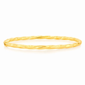 9ct Yellow Gold 4mm Silverfilled 65mm Twist Bangle