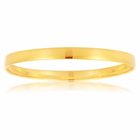 9ct Yellow Gold 6mm wide Solid Bangle