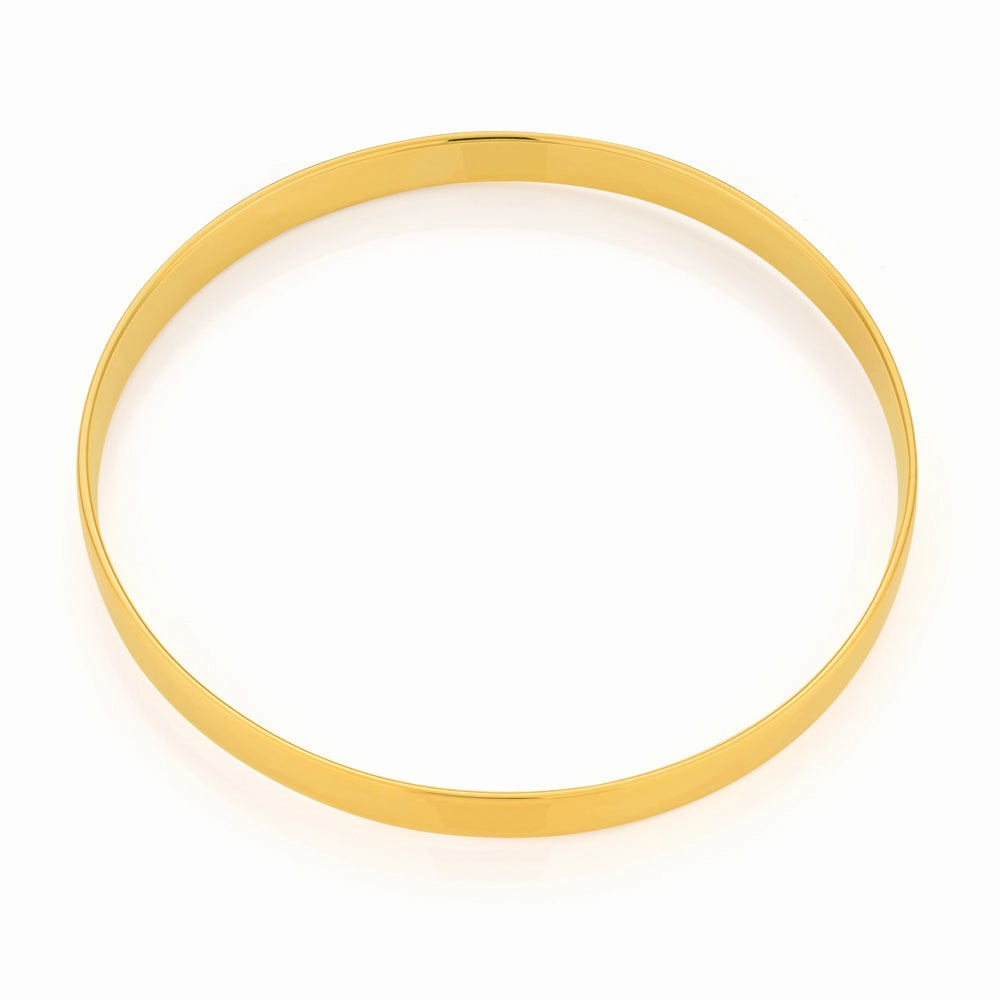 9ct Yellow Gold 6mm wide Solid Bangle