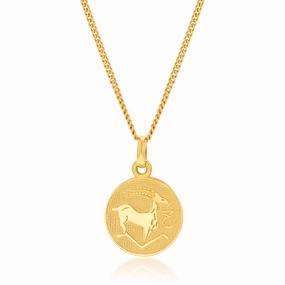 9ct Yellow Gold Capricorn Pendant