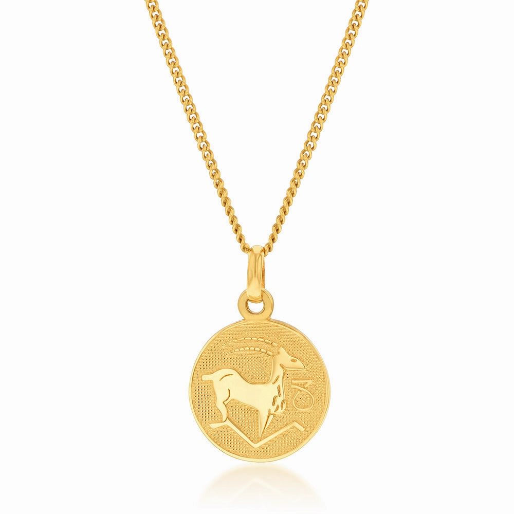 9ct Yellow Gold Capricorn Pendant