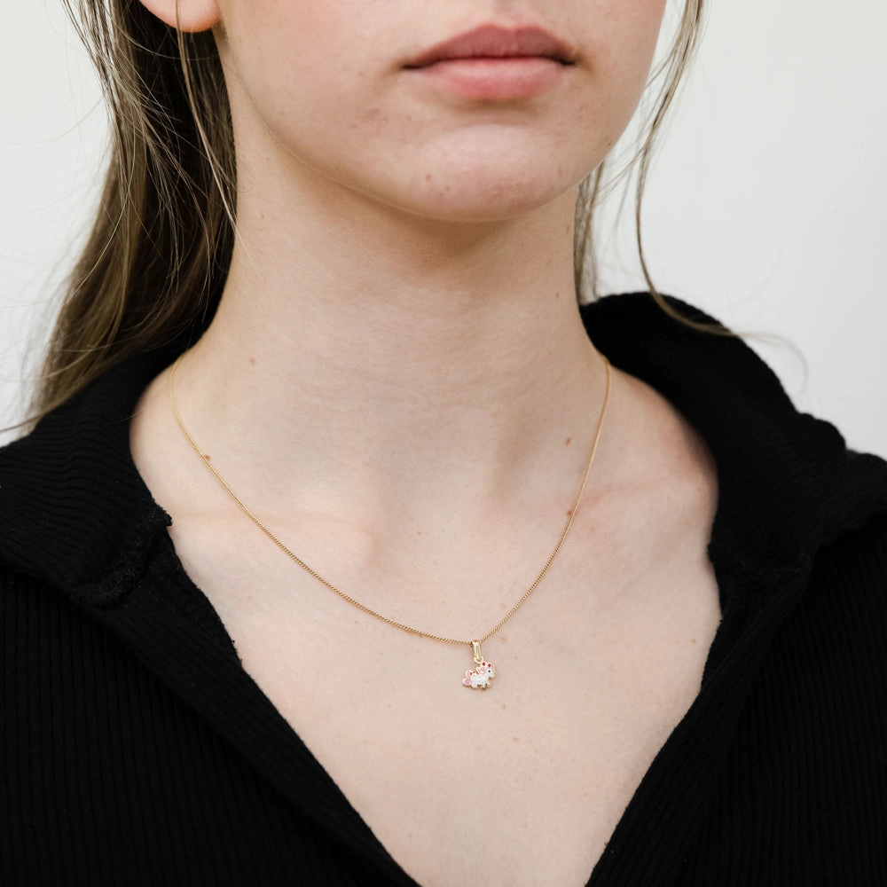 9ct Yellow Gold Coloured Unicorn Pendant
