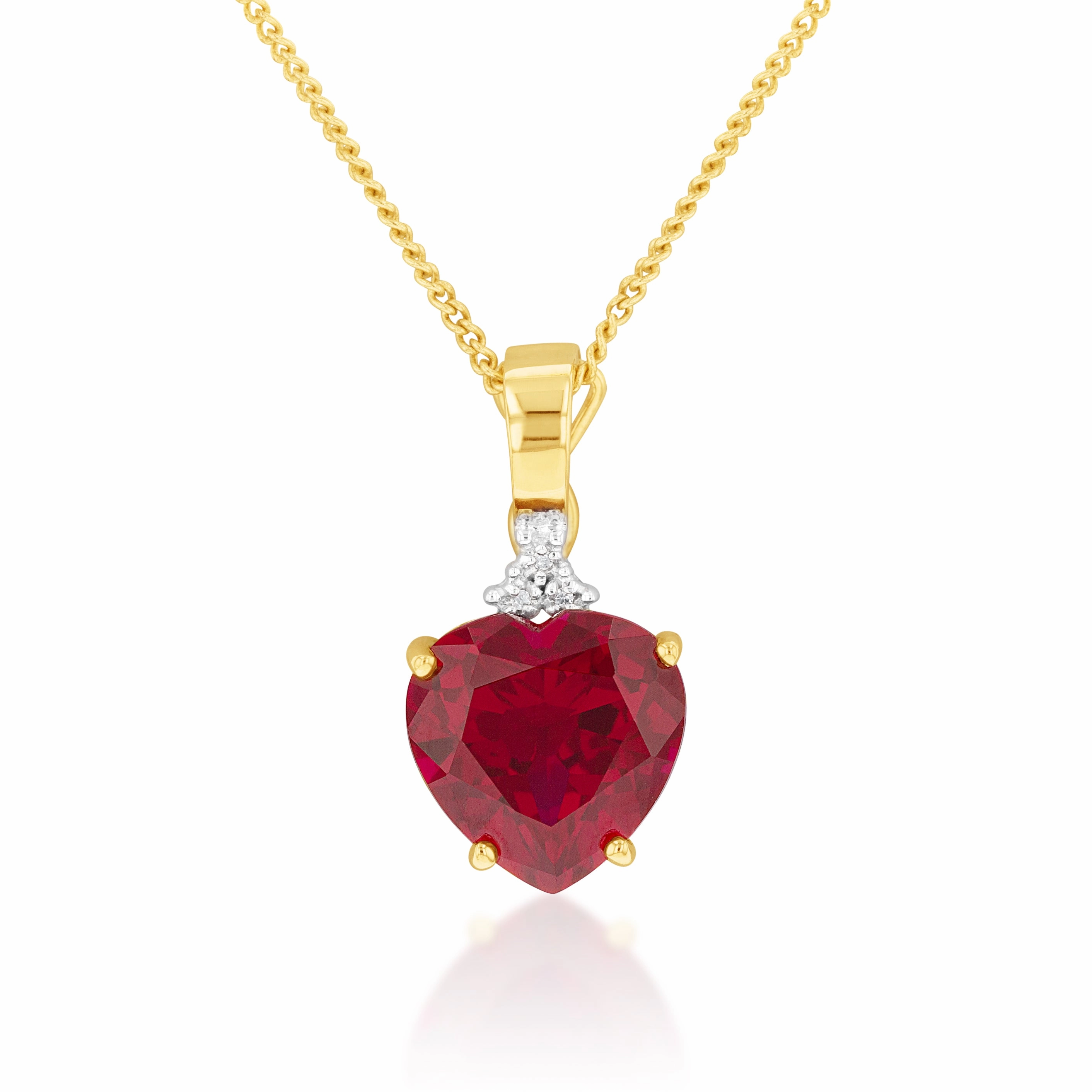 9ct Yellow Gold Created Ruby and Diamond Enhancer Pendant