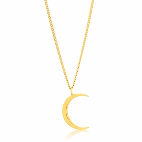 9ct Yellow Gold Crescent Moon Pendant 9y