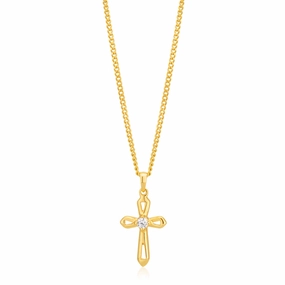 9ct Yellow Gold Cross Pendant with Cubic Zirconia
