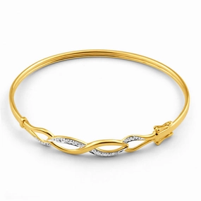 9ct Yellow Gold Diamond Bangle