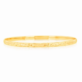9ct Yellow Gold Diamond Cut 3.8mm Bangle