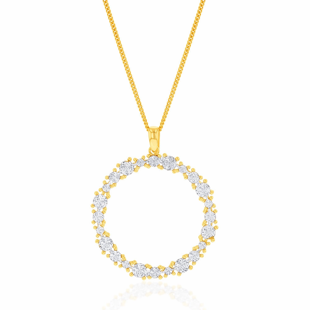 9ct Yellow Gold Diamond Cut Circle Of Life Pendant