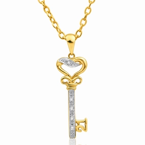 9ct Yellow Gold Diamond Set '21' Key Pendant