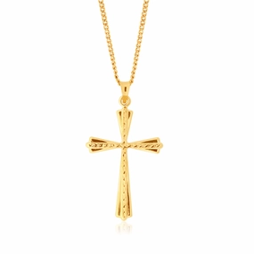 9ct Yellow Gold Fancy Cross Pendant