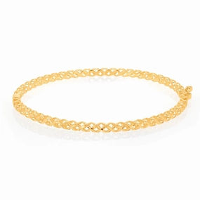 9ct Yellow Gold Fancy Diamond Cut 65mm Bangle