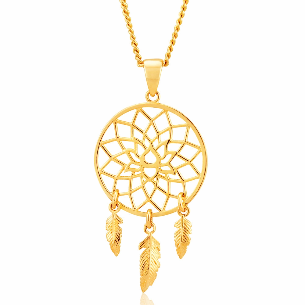 9ct Yellow Gold Fancy Dream Catcher Pendant