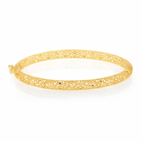 9ct Yellow Gold Fancy Mesh 65mm Bangle