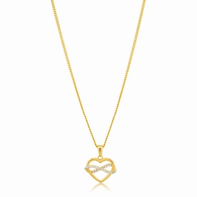 9ct Yellow Gold Heart and Infinity Cubic Zirconia Pendant