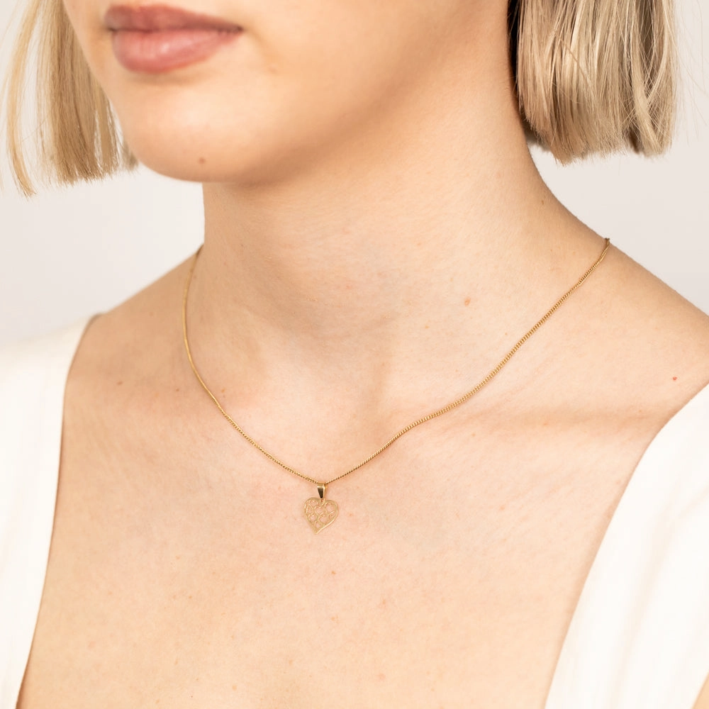 9ct Yellow Gold Heart With Cut Out Hearts Pendant