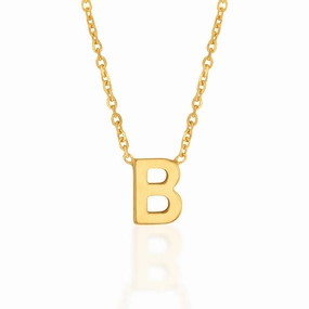 9ct Yellow Gold Initial "B" Pendant on 43cm Chain