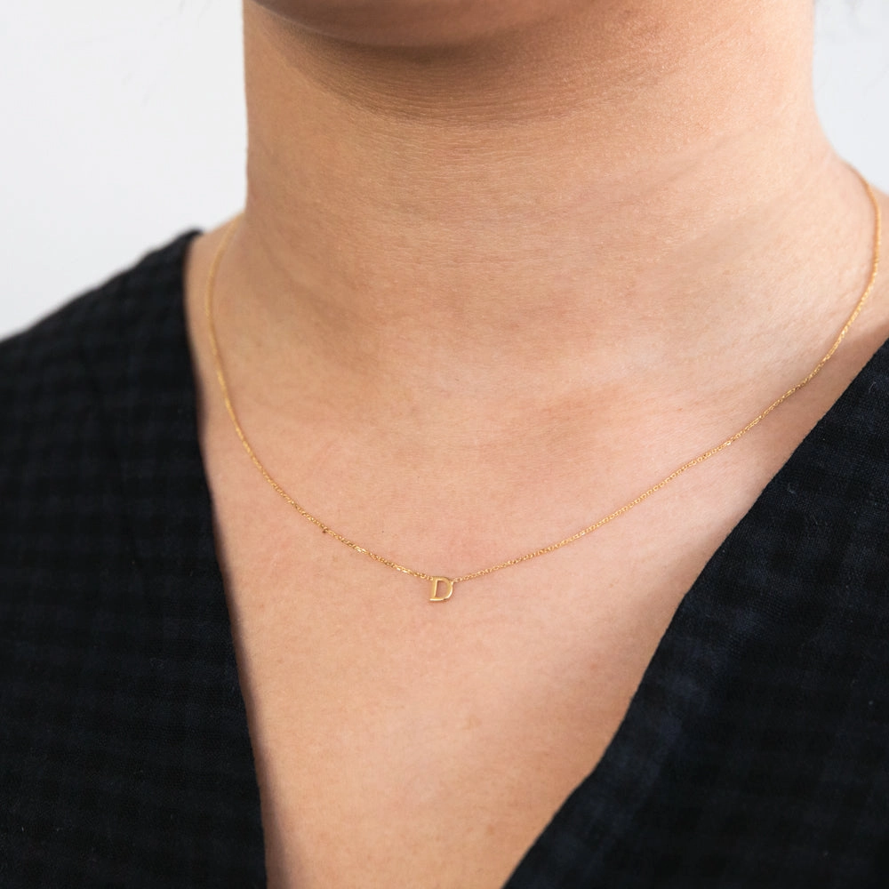 9ct Yellow Gold Initial "D" Pendant on 43cm Chain