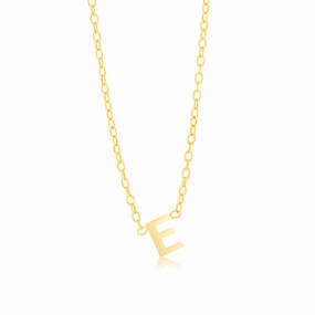 9ct Yellow Gold Initial "E" Pendant On Chain