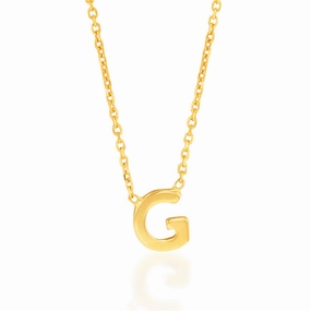 9ct Yellow Gold Initial "G" Pendant on 43cm Chain